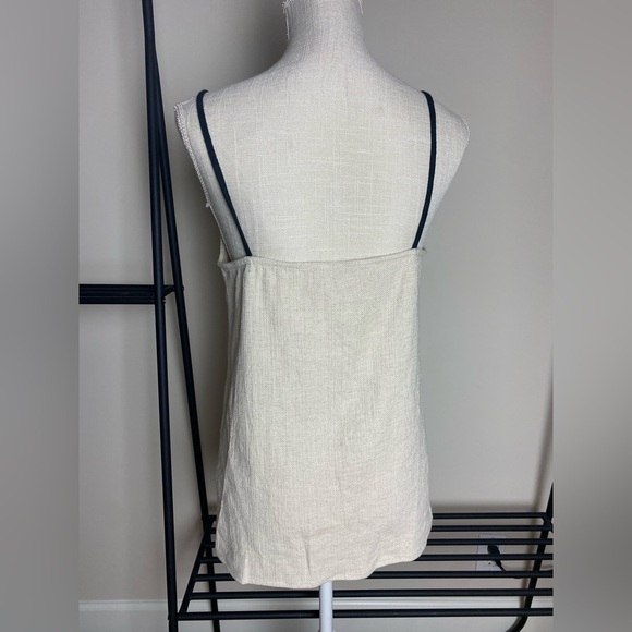 Matin Double Layer V Neck Singlet Ivory Black Top Size 8 - Picture 8 of 12